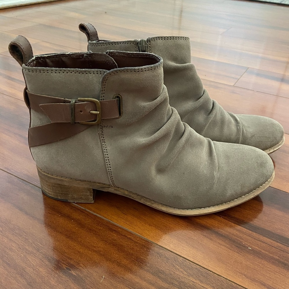 Gray suede ankle boots